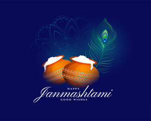 nice krishna janmashtami background in dark blue color