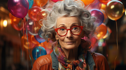 Obraz na płótnie Canvas Portrait of elderly woman. Generative Ai
