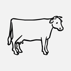 Cow vector icon.Isolated a bovine farmed for its meat or milk symbol sign design.