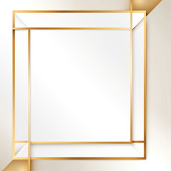 gold hexagon frame. Decoration element for wedding invitations and photo. Geometrical figure in minimal style on a white background.