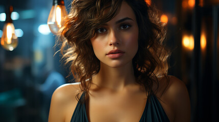 Fototapeta premium Portrait of beautiful woman. Generative Ai