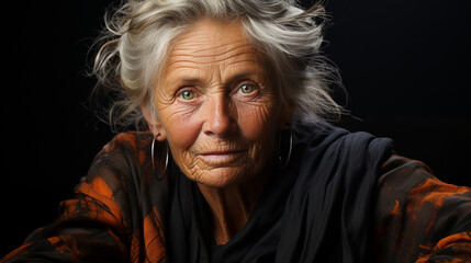 Portrait of elderly woman. Generative Ai