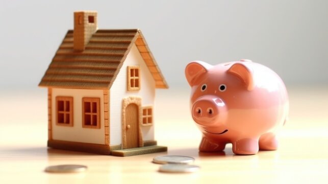 piggy bank with house for business investment concept 