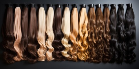 AI Generated. AI Generative. Beautiful salon makeup beauty hair extension different colors. Can be used for shop promotion