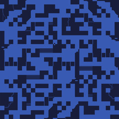 Pixel seamless pattern design. QR Code geometric pattern. Abstract glitch texture. Simple repeat square pixel. Technology background. 