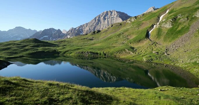 The Especieres or Luhos lake. The Tentes pass, Hautes Pyrenees, Occitania, France