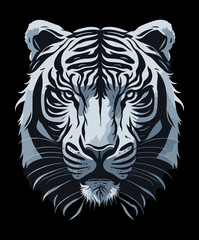 Tiger heads black and white flat silhouette logo design.