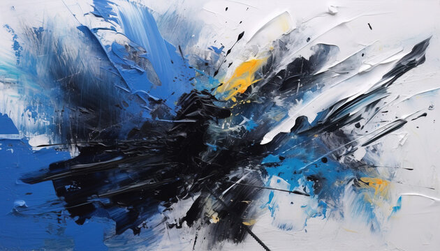 abstract oil painting texture wallpaper, with white, blue and black brushstrokes, contrasting values