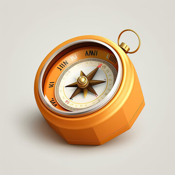 ai generated  Illustration of cute 3d compass on isolated white