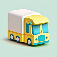 ai generated  Illustration of  cute 3d shipping truck  isolated white
