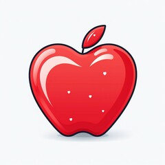Heart shaped apple icon. Cartoon illustration. Generative ai