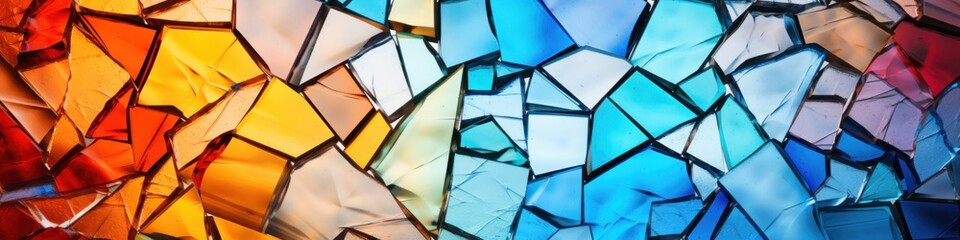 Colorful glass broken into many parts, texture, broken glass, broken window, mosaic