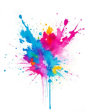color splash, brush, stain brush, colorful paint splashes, Bright colorful watercolor splash splatter stain brush strokes on white background. Modern vibrant aquarelle spot. Rainbow trendy isolated.