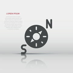 Compass icon in flat style. Navigation equipment vector illustration on white isolated background. Journey direction business concept.
