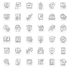 Approve icon set in flat style. Check mark vector illustration on white isolated background. Tick accepted business concept.