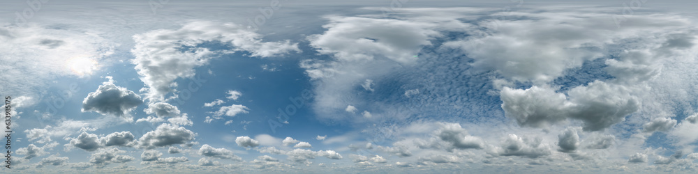 Sticker seamless cloudy blue sky hdri 360 panorama with zenith and beautiful clouds for use in 3d graphics a