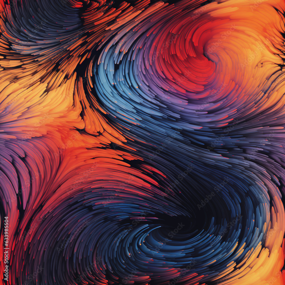 Fototapete An abstract image of a fingerprint with vibrant, multi-colored swirls and patterns,  Pattern for tiles. Generative AI technology.