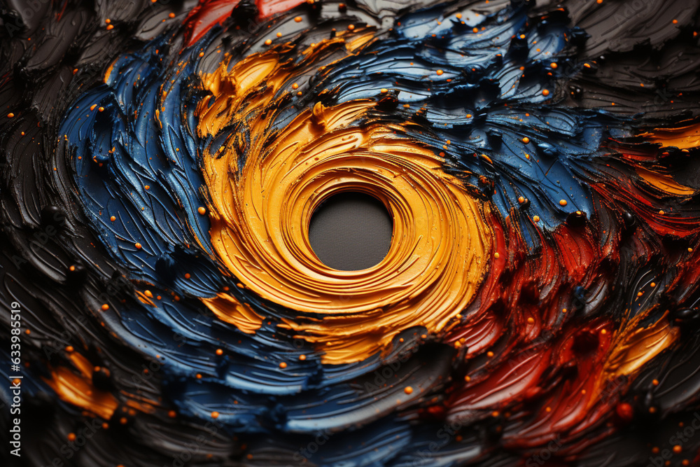 Fototapete a digital rendering of a fingerprint with an intricate, geometric design in rainbow hues, evoking a 