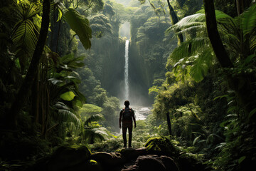 Solo traveller in the rain forest - Powered by Adobe