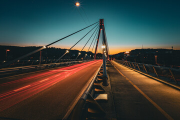 Fototapeta na wymiar A bridge in the city of Winterthur, Switzerland, at dusk