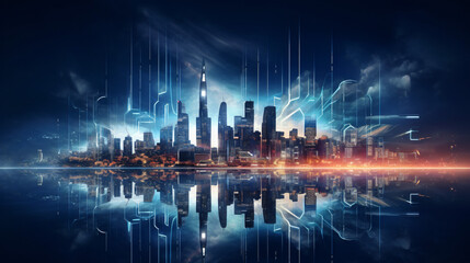 Obraz na płótnie Canvas Smart Connected city skyline