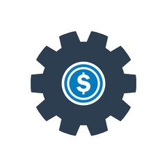 Finance Management Icon. With Gear and Dollar Symbols. Editable Flat Vector Illustration.