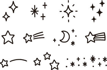 手描き風_星とキラキラセットA　