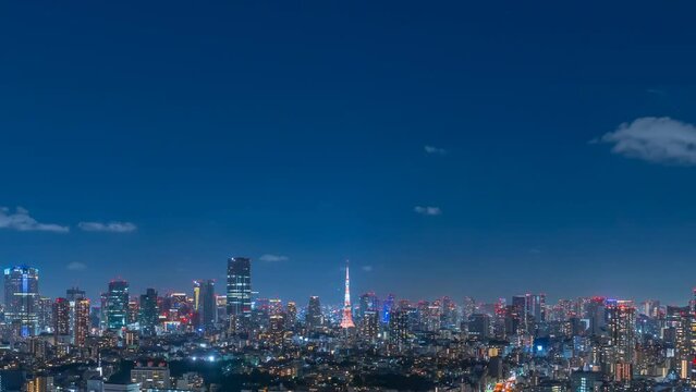 東京風景・夜景・夜・タイムラプス