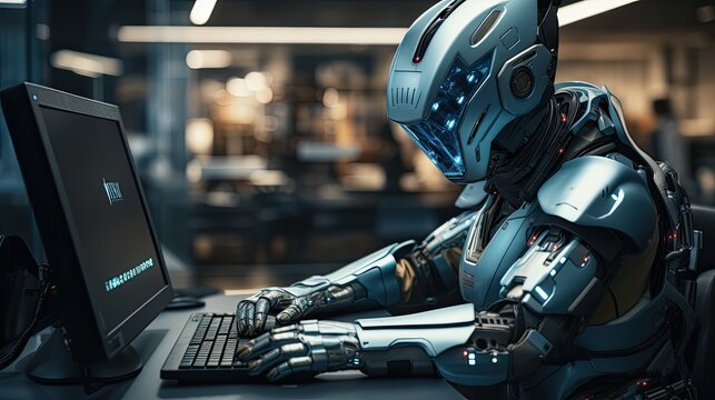 AI Robot work in the office instead of humans