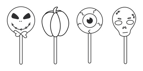 cakepops chupacaps sweet halloween scary set vecto