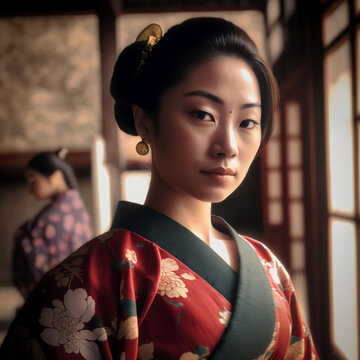 Beautiful japenese woman in traditional kimono