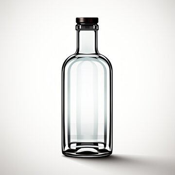 Transparent empty glass bottle isolated. 3d illustration of a glass bottle without a label. Glass bottle empty blank. Generative ai.