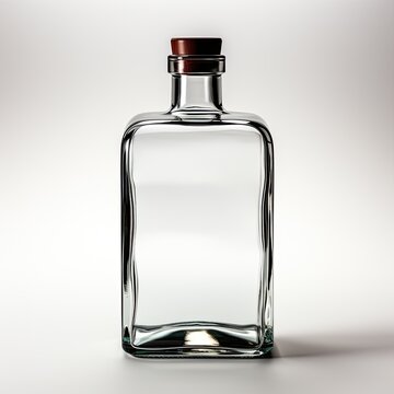Transparent empty glass bottle isolated. 3d illustration of a glass bottle without a label. Glass bottle empty blank. Generative ai.
