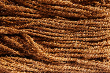 Coconut rope in a pile full frame