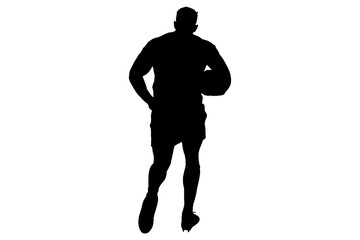 Fototapeta na wymiar Digital png illustration of silhouette of man on transparent background