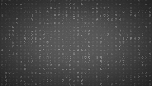 Digital Alien Language Glyph Glowing Grayscale