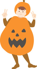 かぼちゃの仮装をした子供