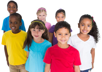 Digital png photo of diverse group of schoolchildren on transparent background