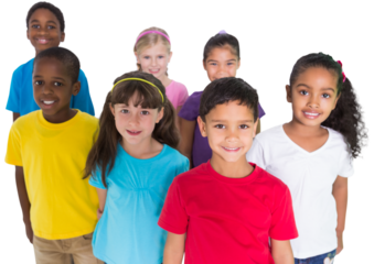 Digital png photo of diverse group of schoolchildren on transparent background
