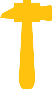 Digital png illustration of yellow hammer shape on transparent background