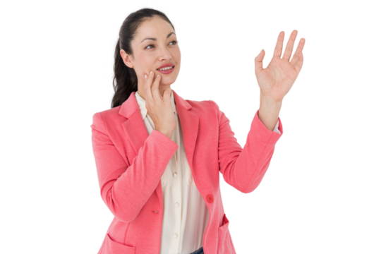 Digital png photo of thoughtful biracial businesswoman on transparent background