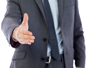 Digital png photo of caucasian businessman shaking hand on transparent background