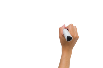 Digital png photo of hand holding marker pen on transparent background