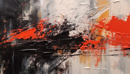 abstract oil painting texture wallpaper, with white, red and black brushstrokes, striking art