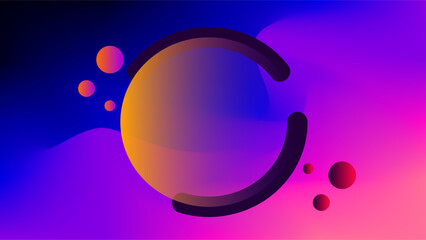 Transparent artistic circle frame over twilight sky colors gradient background