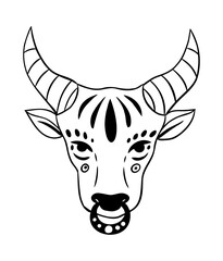 Digital png illustration of cow head on transparent background
