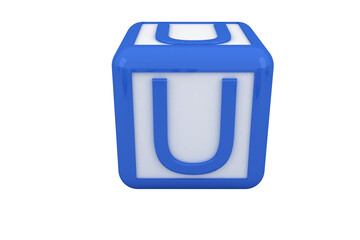 Digital png illustration of cube with u letter on transparent background