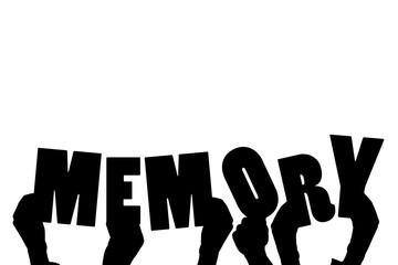 Obraz premium Digital png illustration of hands with memory text on transparent background
