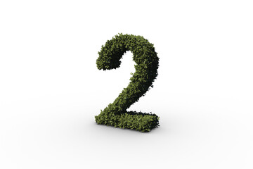 Digital png illustration of 2 number with grass on transparent background