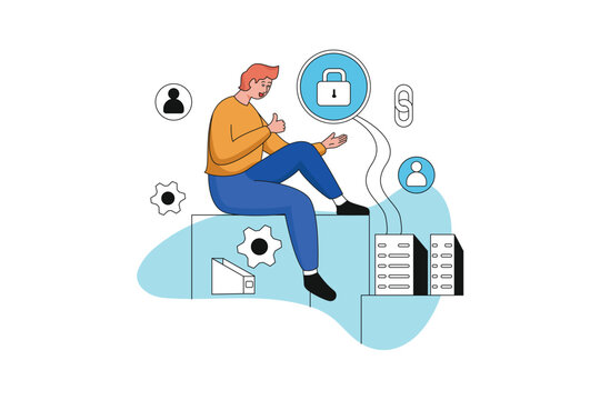 Data security, Vector Business Marketing Line Illustration